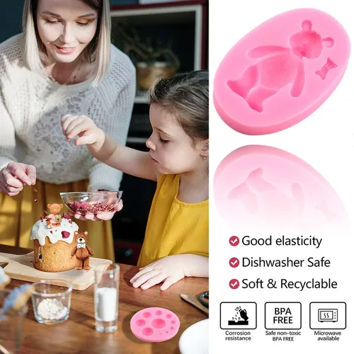 Vista 5 de Zixiang Molde de fondant de perlas 3D, molde de silicona para fondant, bolas de perlas semiesferas, moldes de chocolate para oso de peluche