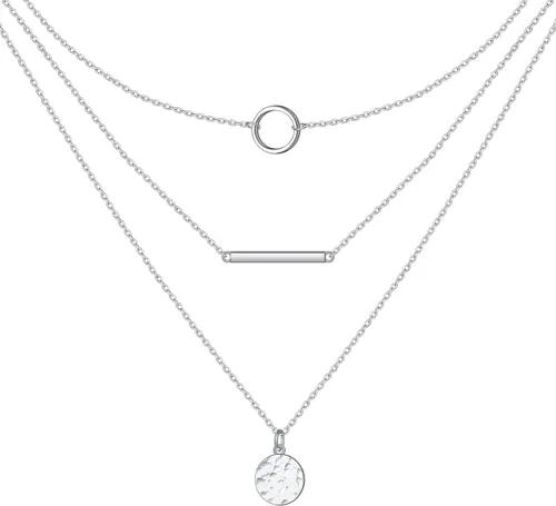 Vista 16 de DAOCHONG Collar con colgante de cadena larga triple multicapa de plata esterlina S925 para mujer