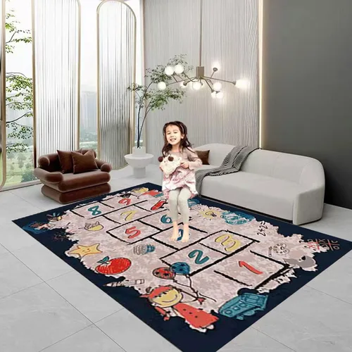 Vista 2 de Alfombra Hopscotch para niños, divertida alfombra de juego educativo, antideslizante para aprendizaje de números, alfombra de guardería para sala