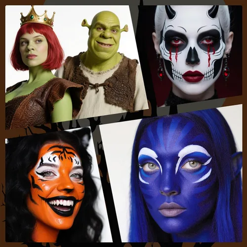 Vista 6 de YBUETE Blanco Negro Cara Cuerpo Pintura Palo Set para Halloween Cosplay SFX