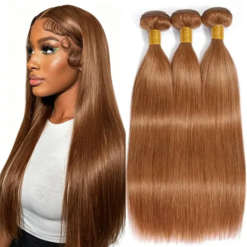 Vista 286 de P4613 Cabello humano rizado onda profunda marrón y paquetes mixtos 8 10 12 P4613 Ombre Marrón-Rubio-DP