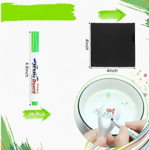Vista 2 de Teling Paquete de 36 bolígrafos mágicos flotantes para niños, 12 colores, para crear marcadores de pintura al agua con toalla, arte de bricolaje