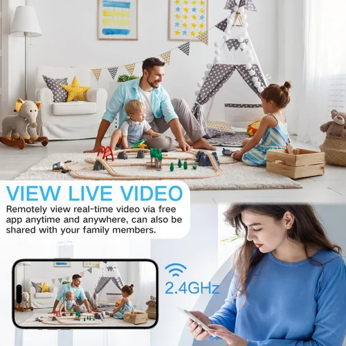 Vista 2 de Cámara de reloj WiFi inalámbrica 1080P HD cámaras ocultas niñera con visión nocturna, cámaras de vigilancia con detección de movimiento