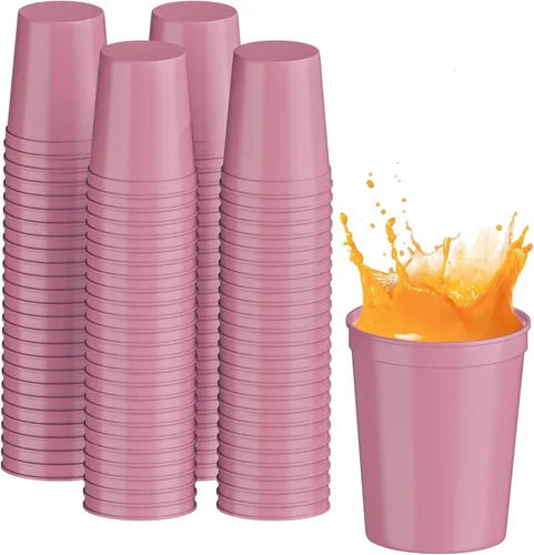 Vista 36 de PartyPrints Paquete de 100 vasos de plástico en blanco reutilizables de 10 a 12 onzas, vasos de estadio a granel, sin BPA, aptos para lavavajillas