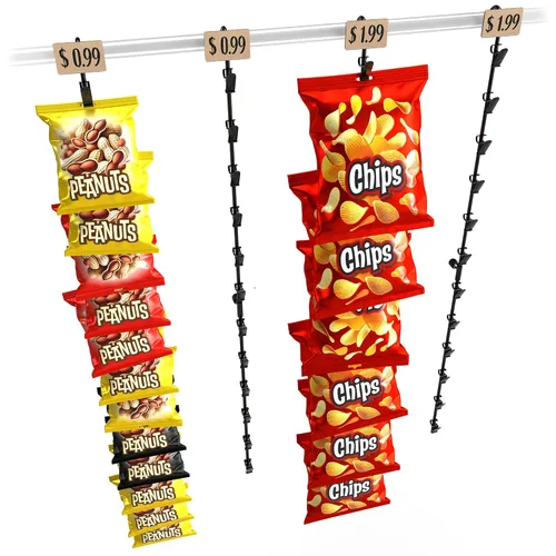 Vista 9 de Soporte de exhibición multifuncional para papas fritas, organizador de bolsas de aperitivos para venta al por menor y despensa