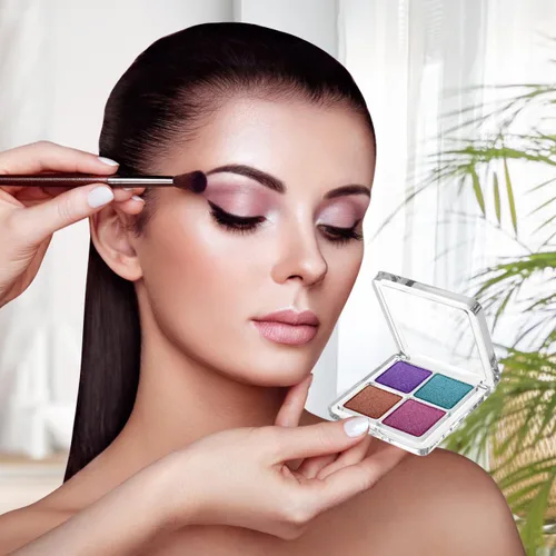 Vista 4 de Beaupretty Paleta de sombra de ojos vacía 4 rejillas sombra de ojos lápiz labial caja de almacenamiento caja de maquillaje transparente DIY