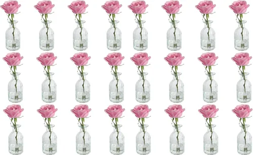 Vista 10 de 3 juegos de jarrones de vidrio transparente para flores, jarrón pequeño para decoración, jarrones a granel para centros de mesa, juego de jarrones