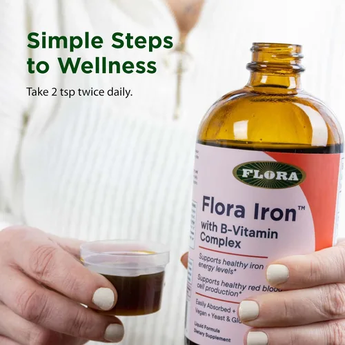 Vista 5 de Flora Iron - Suplemento vegano de hierro líquido con vitaminas B, ofrece glóbulos rojos y apoyo energético, sin levadura y sin gluten, deliciosa