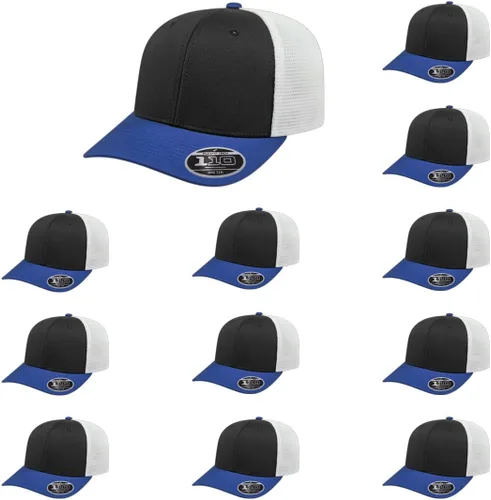 Vista 36 de Cap America i8502 Flexfit 110 Premium - Gorra de camionero de perfil medio con 6 paneles de malla trasera con protección UV y cierre ajustable