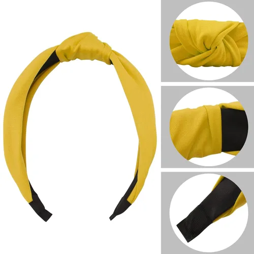 Vista 3 de SIQUK 15 diademas turbantes con nudo superior y nudo cruzado para mujeres y niñas, Varios colores lisos