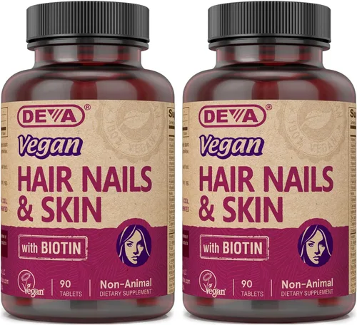 Vista 10 de DEVA Vitaminas y minerales veganos para el cabello, las uñas y la piel con biotina, suplemento, 90 tabletas