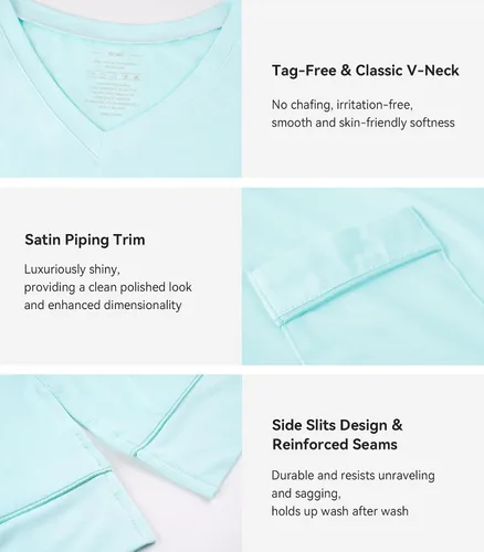 Vista 4 de WiWi - Camisón de viscosa de bambú para mujer, manga corta, con cuello en V, ropa de dormir, tallas grandes, S-4X, A-aqua
