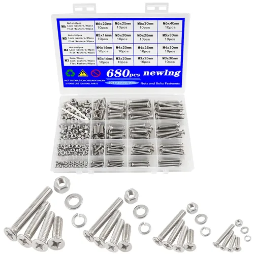Vista 7 de Juego de pernos y tuercas con exterior hexagonal, mecánicos de acero inoxidable 304, maquinaria industrial, Tornillos hexagonales