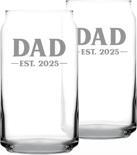 Vista 20 de Dad Est 20XX - Vaso de cerveza para padres primerizos, regalo personalizado de 16 onzas