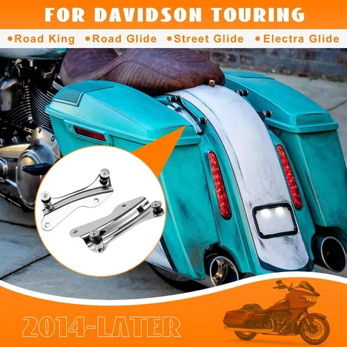 Vista 2 de Kit de hardware de acoplamiento cromado de 4 puntos Eumti para Harley Touring 2014-posterior, paquete de viaje de liberación rápida personalizada