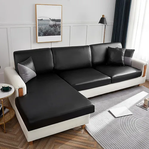 Vista 15 de Fundas de cojín impermeables para sofá, funda de cojín elástica de piel sintética para sofá en forma de L, protector de muebles para sala de estar