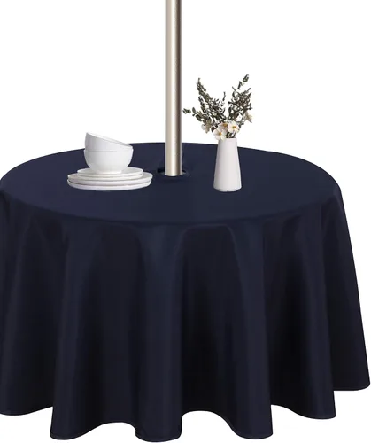Vista 25 de LUSHVIDA Mantel cuadrado para exteriores con agujero para sombrilla y cremallera, 54 x 54 pulgadas, color negro, lavable, impermeable, a prueba