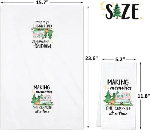 Vista 3 de Vansolinne Juego de 4 toallas de cocina para camping, juego de toallas de mano de cocina blancas impresas con frases divertidas, regalos novedosos