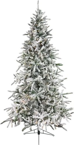 Vista 14 de Fraser Hill Farm - Árbol de Navidad preiluminado Mountain Pine de 6.5 pies, con luces inteligentes incandescentes blancas, muy nevado, follaje