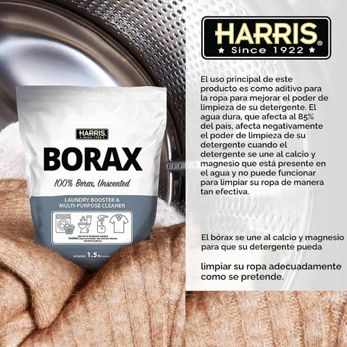 Vista 4 de HARRIS - Potenciador de lavandería en polvo de bórax para agua dura y poderoso limpiador multiuso, 1.5lb (Sin fragancia)