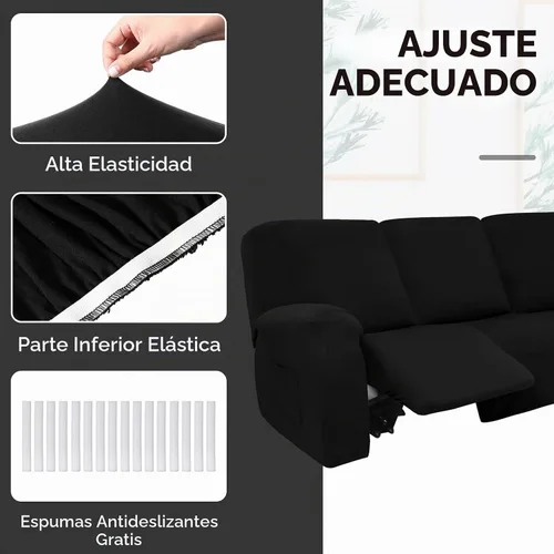 Vista 6 de Peryiter 7 piezas de fundas para sofá seccional en forma de L con reclinación, 5 asientos, fundas para sofá seccional de terciopelo de seda