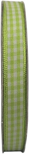 Vista 3 de Rollo de cinta a cuadros a cuadros verde manzana, 25 yardas cada rollo, 100% poliéster (3/8 pulgadas, verde manzana)