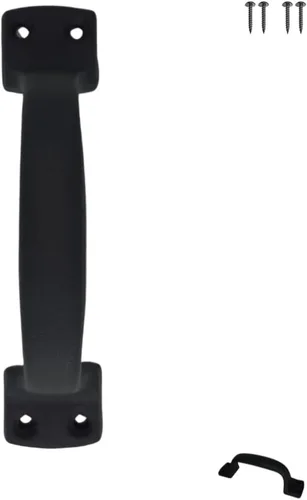 Vista 4 de Tirador Clásico de Puerta – Tirador de Acero Resistente para Portones, Puertas de Granero, Cercas Exteriores, Negro, 7 Pulgadas