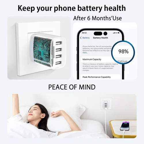 Vista 7 de Bloque de cargador USB, paquete de 2 enchufes USB para toma de pared, cubo Blanco