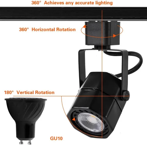 Vista 8 de Cabezales de luces LED de pista de 10 W, cabezales de iluminación de riel tipo H, foco de techo regulable para tareas de acento, iluminación