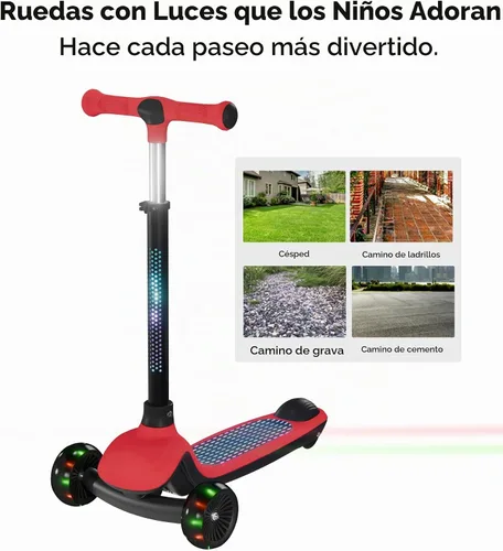 Vista 19 de 3 Wheel Kids Scooter with Light-Up Wheels, Ages 3-8 Negro
