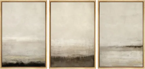 Vista 12 de SIGNWIN Lienzo enmarcado para pared, juego de arte pastel con cadena montañosa, bosque, niebla, naturaleza silvestre, ilustraciones modernas, arte