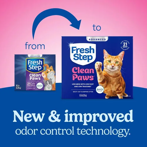 Vista 16 de Fresh Step Clean Paws Arena para gatos con frescura Febreze, Arena aglomerante avanzada para múltiples gatos con bajo seguimiento, 37 libras