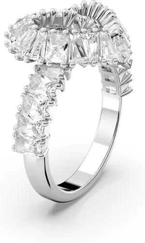 Vista 2 de SWAROVSKI Matrix cocktail ring, Mixed cuts, Heart, White, Rhodium Finish