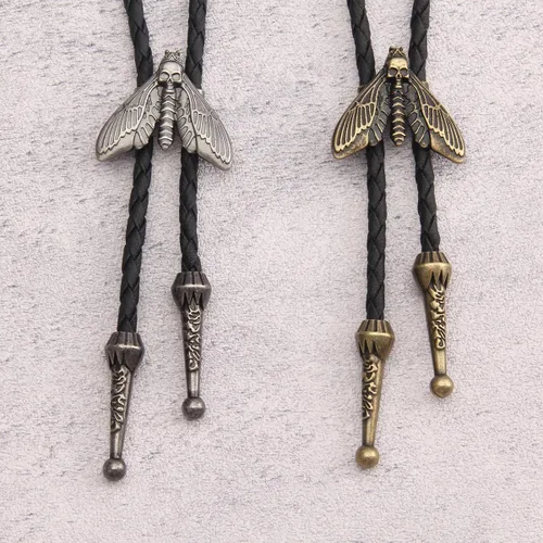 Vista 311 de Jeilwiy Corbata de bolo para hombre, corbata de vaquero occidental, collar de corbata de bolo dorado, corbata de cuero, corbata de Halloween
