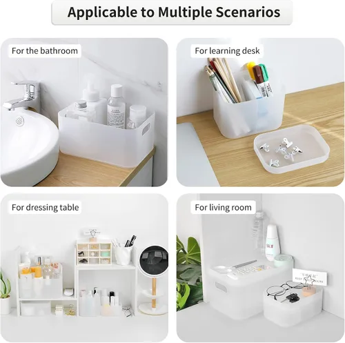 Vista 5 de OCHEAL Juego de estuche organizador de maquillaje: almacenamiento apilable transparente para tocador, soporte de varios tamaños para maquillaje