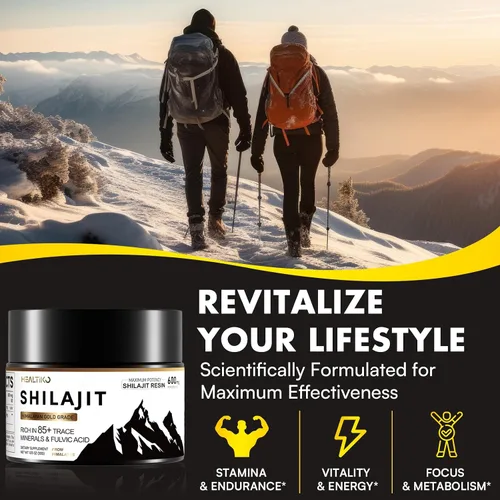 Vista 5 de Resina Shilajit, Shilajit orgánica del Himalaya, 600 mg de potencia de grado oro, Shilajit para hombres y mujeres con más de 85 minerales y ácido