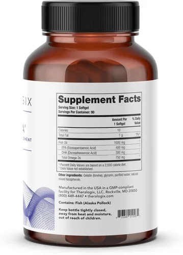 Vista 7 de Theralogix TherOmega Omega-3 Suplemento de aceite de pescado - Apoya la salud del corazón, el cerebro, el sistema inmunológico y las articulaciones*
