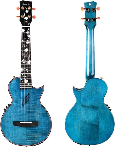 Vista 2 de Enya Tenor All Solid Flame Maple Ukelele con pastilla AcousticPlus incorporada y estuche de lujo