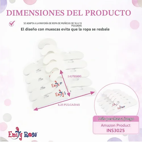 Vista 6 de Emily Rose Armario de muñecas de 18 pulgadas con 5 perchas con muescas, colección de muebles Wish Crown, se adapta a la ropa y accesorios de muñecas