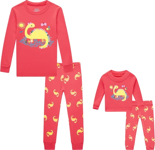 Vista 11 de Babyroom Pijamas de algodón a juego para niñas y niños pequeños, 4 piezas, ropa de dormir de Navidad Azul/2