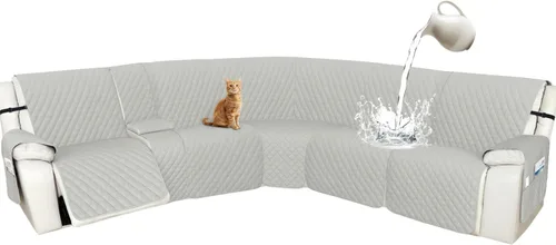 Vista 90 de Arfntevss Fundas de sofá modular reclinable, 100% impermeable, en forma de L, para sillón reclinable en forma de L, funda seccional lavable