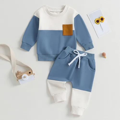 Vista 2 de YINGISFITM Conjunto de sudadera de manga larga con capucha y botones a cuadros para niños pequeños, ropa de invierno a la moda
