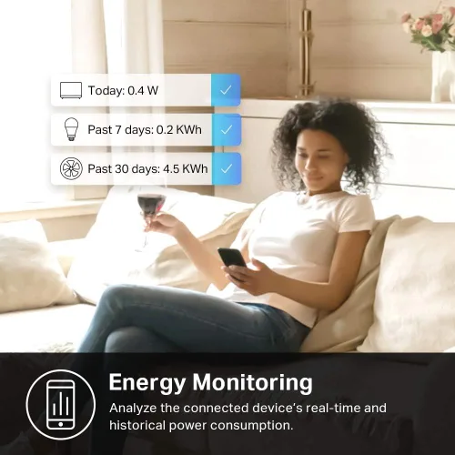 Vista 5 de Kasa Smart - Enchufe inteligente mini con monitoreo de energía, enchufe Wi-Fi inteligente para casa inteligente, compatible con Alexa, Google Home e