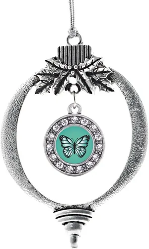Vista 153 de Inspired Silver - Adorno con dije de cara de carlino - Adornos navideños de círculo de plata con joyas de circonita cúbica