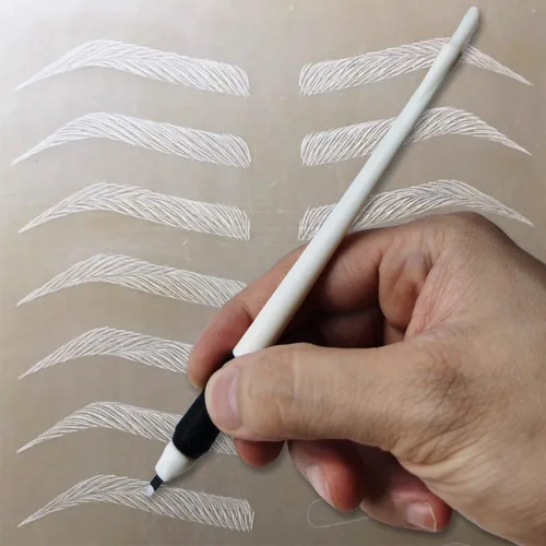 Vista 3 de Microblading Supplies - Bolígrafo desechable Microblading esterilizado de 18U Microblading con agarre de silicona y esponja de pigmento (0.007 in)