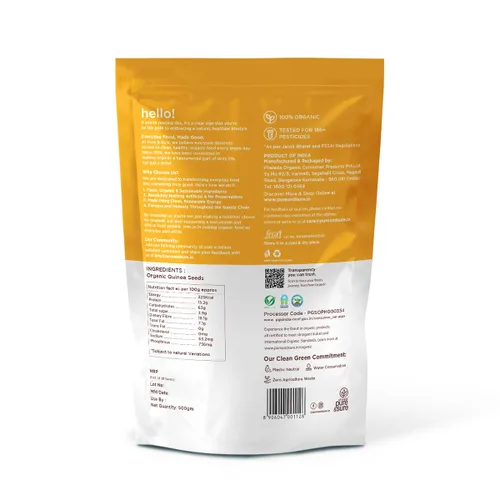 Vista 2 de Pure & Sure - Semillas de quinua orgánicas de 500 gm, granos de quinua para una alimentación saludable, veganas, sin OMG, sin conservantes