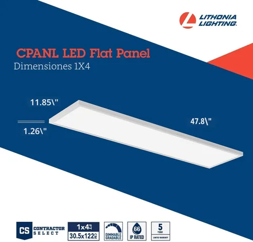 Vista 5 de Lithonia Lighting Luz de panel plano LED 1x4, 4000 lúmenes, 3500K/4000K/5000K CPANL 1 Ft. x 4 Ft. LED Light Panel, Ceiling Lighting Fixture