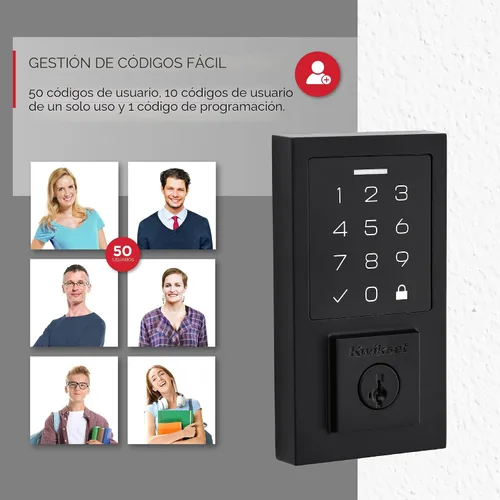 Vista 7 de Kwikset SmartCode 270 - Cerradura de puerta con teclado táctil electrónico sin llave con auto-bloqueo, códigos de usuario personalizados, seguridad