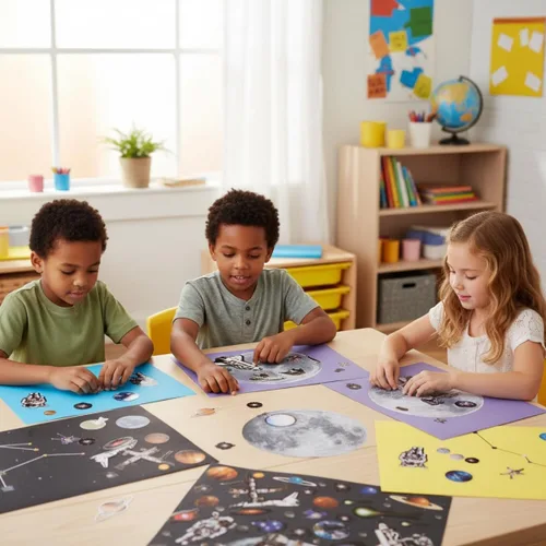 Vista 5 de Moon & Space Station Sticker Scene - 12 piezas VBS 2026 - Actividades educativas y de aprendizaje para niños