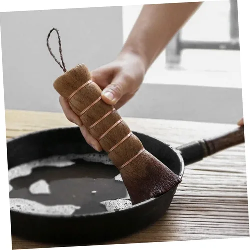 Vista 6 de Healeved Cepillo para bandeja de té de pelo marrón, mini cepillo para platos, batidor de té, matcha, batidor, olla, fregador, cepillo para lavar
